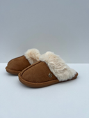 Adrianna Camel Pantoffels Voor Dames - Fluffy Open Sloffen Met Pluche Voering En Antislip Zool