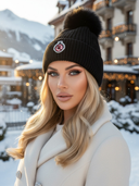 Silviana Luxe Beanie for Women with ROLLEMAN Logo – Black