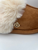 Adrianna Camel Pantoffels Voor Dames - Fluffy Open Sloffen Met Pluche Voering En Antislip Zool