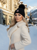 Silviana Luxe Beanie for Women with ROLLEMAN Logo – Black