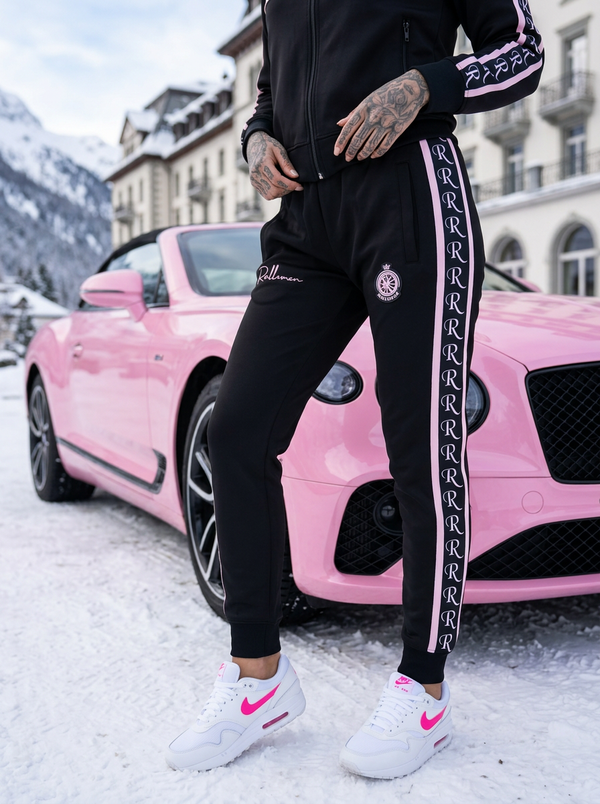 Cassandra | ROLLEMAN® | Dames Trainingsbroek | Zwart & Roze