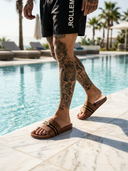 ROMANO | ROLLEMAN® | GOLD WHEEL SLIPPER | COGNAC EDITION