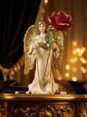Engel mit Vase | Gold & Creme | Luxuriöse Wohndekoration