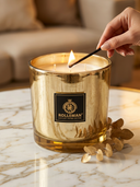 La Grande Dame — Luxe Geurkaars | 2.200 gram | 4 Lonten | Gouden Glazen Pot | ROLLEMAN® | Handgemaakt in Frankrijk
