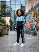 Zeno Zweiteiliger Trainingsanzug für Kinder – Schwarz mit Türkis