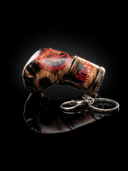 ROLLEMAN® Mini Boxhandschuh-Schlüsselanhänger | Braun Leopard | Rotes Logo