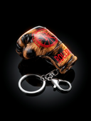 ROLLEMAN® Mini Boxhandschuh-Schlüsselanhänger | Braun Leopard | Rotes Logo