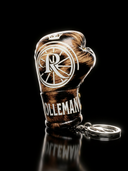 ROLLEMAN® Mini Boxhandschuh Schlüsselanhänger | Braun Leopard | Weißes Logo