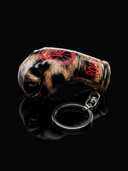 ROLLEMAN® Mini Boxhandschuh-Schlüsselanhänger | Braun Leopard | Rotes Logo