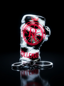 ROLLEMAN® Mini Boxhandschuh Schlüsselanhänger | Weiß Leopard | Rotes Logo