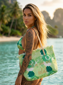 La Vie au Soleil — Statement Shopper | Batik Grün & Weiß