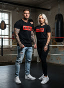 ROLLENMAN 922: Schwarzes T-Shirt mit rotem und schwarzem Aufdruck