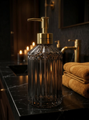 ROLLEMAN® Noir Obsidian | Luxus Seifenspender | Dunkles Glas mit Gold