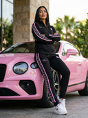 Rosita Zweiteiliger Trainingsanzug für Damen - Schwarz mit Rosa Streifen