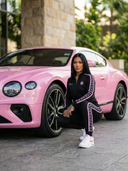 Rosita Zweiteiliger Trainingsanzug für Damen - Schwarz mit Rosa Streifen