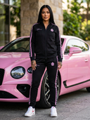 Rosita Zweiteiliger Trainingsanzug für Damen - Schwarz mit Rosa Streifen
