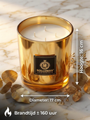 La Grande Dame — Luxe Geurkaars | 2.200 gram | 4 Lonten | Gouden Glazen Pot | ROLLEMAN® | Handgemaakt in Frankrijk