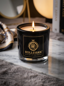 ROLLEMAN® Black Amber — Luxe Geurkaars in Zwart Glas | Handgegoten in Frankrijk
