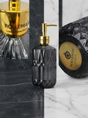 ROLLEMAN® Noir Obsidian | Luxus Seifenspender | Dunkles Glas mit Gold