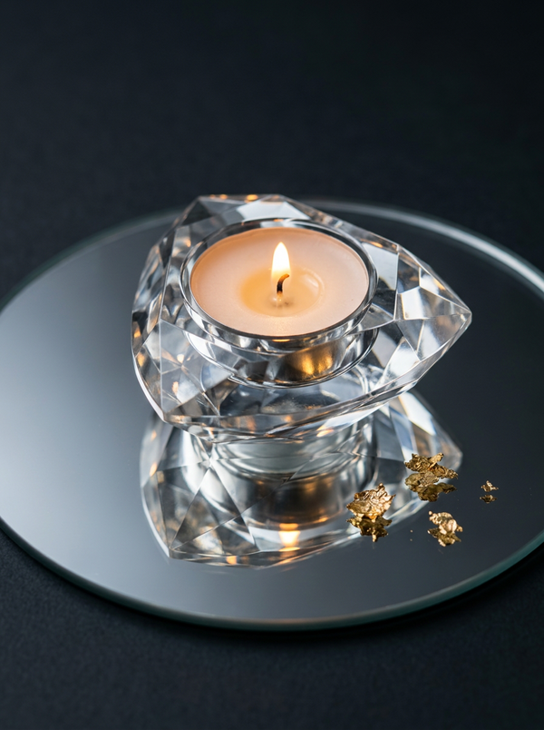 ROLLEMAN® Kristallen Theelichthouder | Diamant | Helder Glas