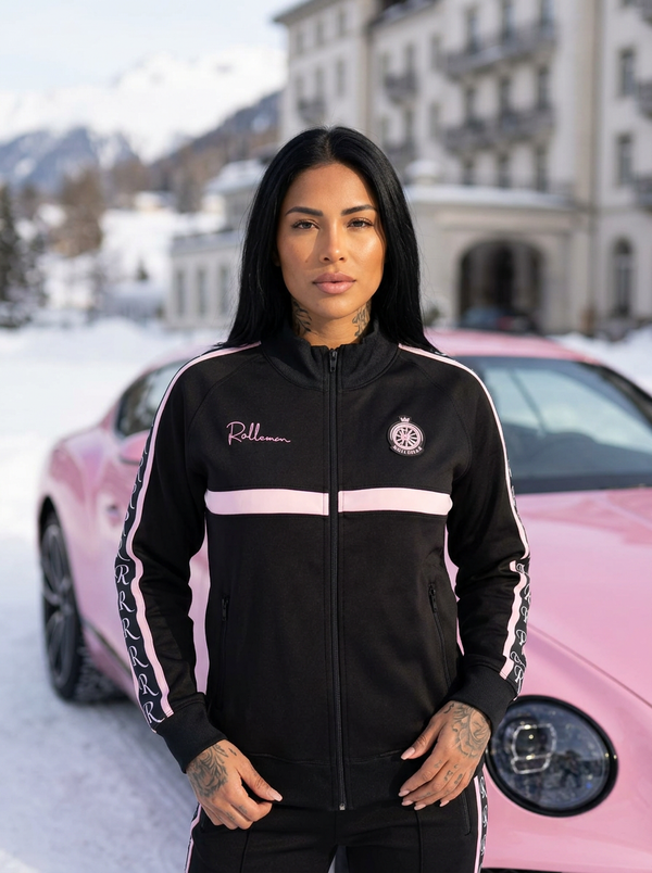 Cassandra | ROLLEMAN® | Dames Trainingsjasje | Zwart & Roze
