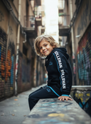 Pino Trendy Kinder Hoodie - Zwart met Turquoise Accenten