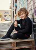 Sweater Tjabo - Kids, zwart met fluor-orange accenten