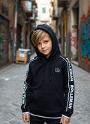 Pino Trendy Kinder Hoodie - Zwart met Wit Accenten