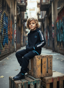 Pino Trendy Kids Hoodie - Black with Turquoise Accents