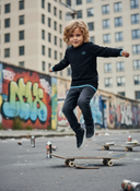 Sweater Tjabo - Kids, zwart met turquoise accenten