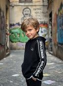 Pino Trendy Kinder Hoodie - Zwart met Wit Accenten