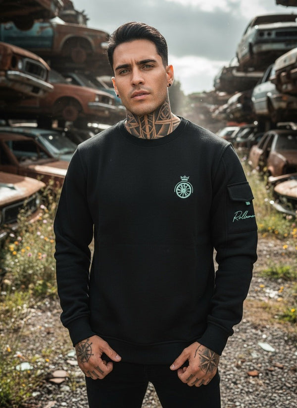 Diego – Luxuriöser Herrenpullover mit Stickerei auf Brust und Ärmeltasche