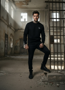 Vinnie - Heren Sweater met Wit Geborduurd Logo en Tekst op de Mouw