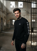 Vinnie - Heren Sweater met Wit Geborduurd Logo en Tekst op de Mouw