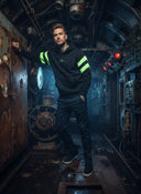 Michail - Hoodie met Neon Strepen en "ROLLEMAN" Borduring