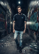 Manuel – Herren-T-Shirt mit ROLLEMAN®-Logolinien in Türkis