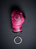 Glamour Glove Mini-Handschuh-Schlüsselanhänger mit ROLLEMAN-Radlogo in Neonpink
