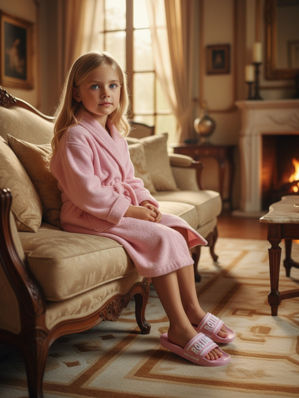 Sienna: Roze Kids Slippers met 3D ROLLEMAN Logo