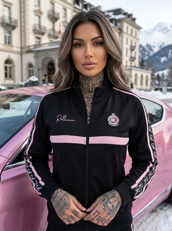 Cassandra | ROLLEMAN® | Dames Trainingsjasje | Zwart & Roze